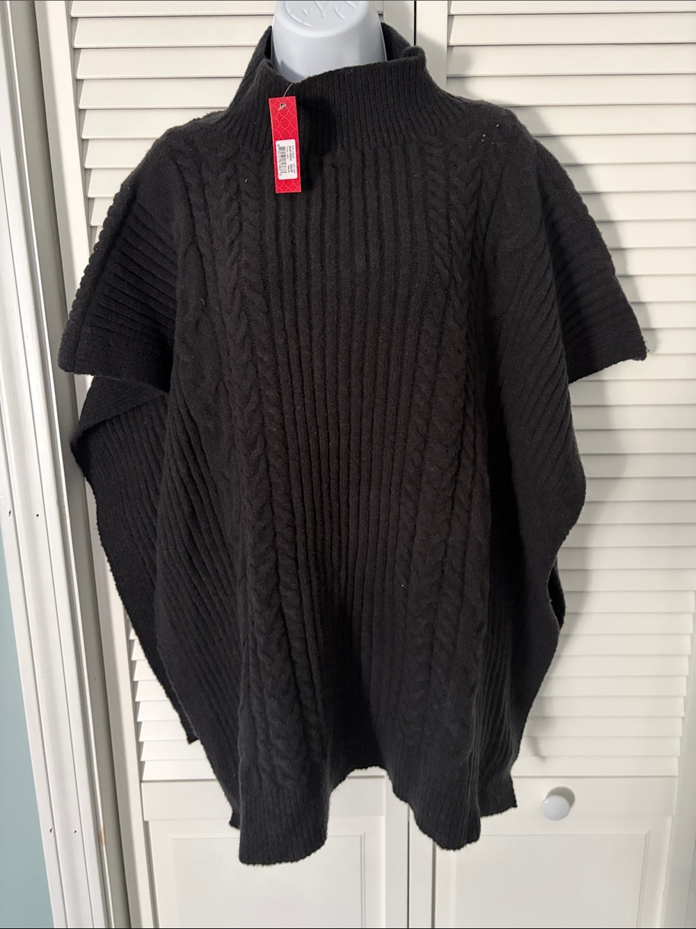 Kelly & Katie Black Cable-Knit Poncho Sweater